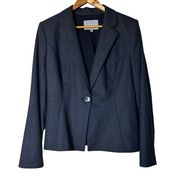 Classiques Entier Blazer‎ Size 16 Wool Blend Classic Career One Button Plaid - Picture 1 of 8